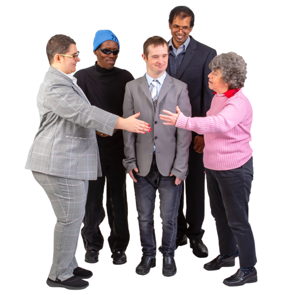 A group of people shaking hands