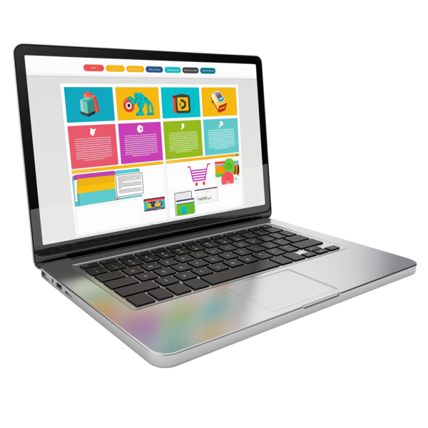 A laptop with a website on the screen