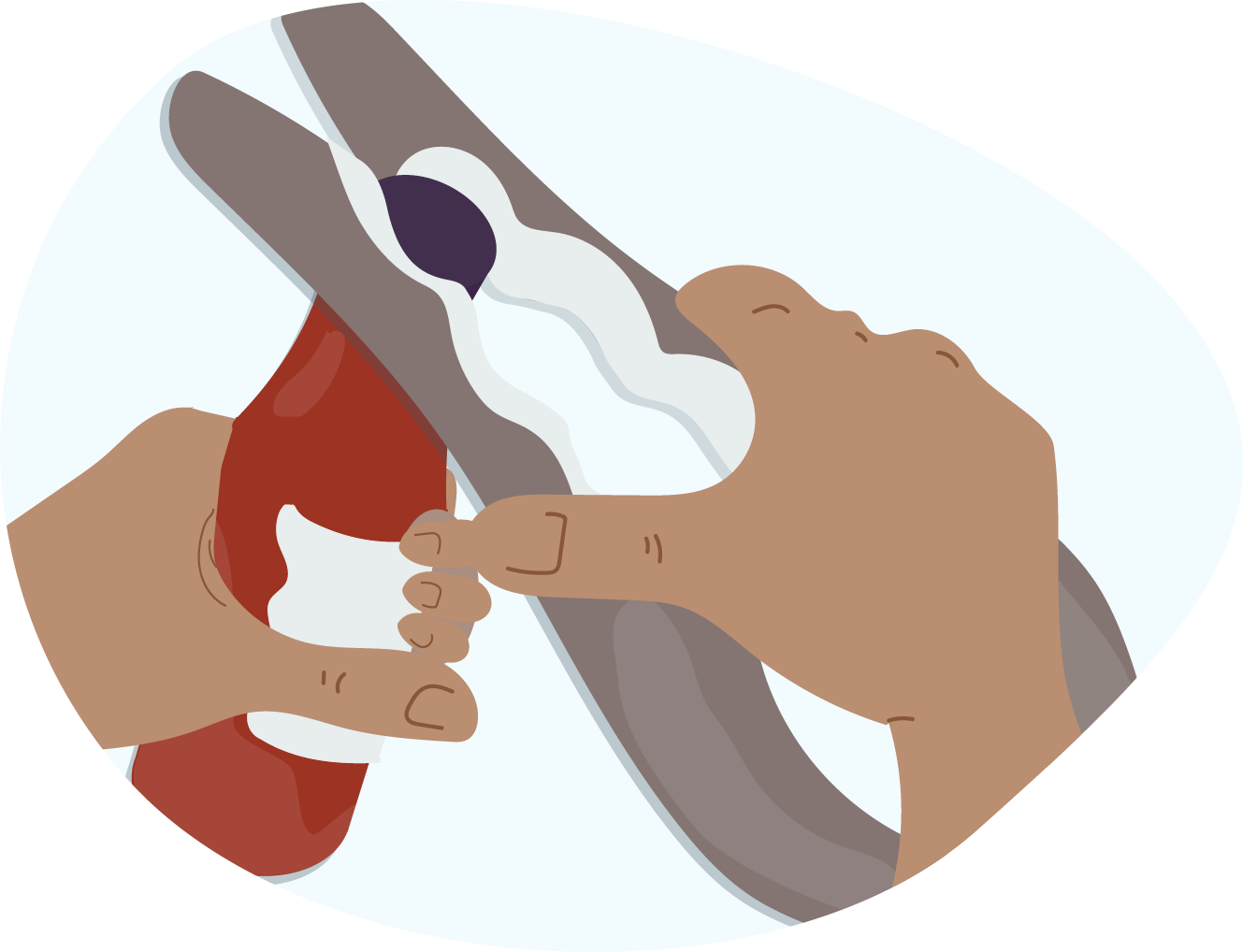 Person holding a jar of ketchup and opening the top with a rubber gripper