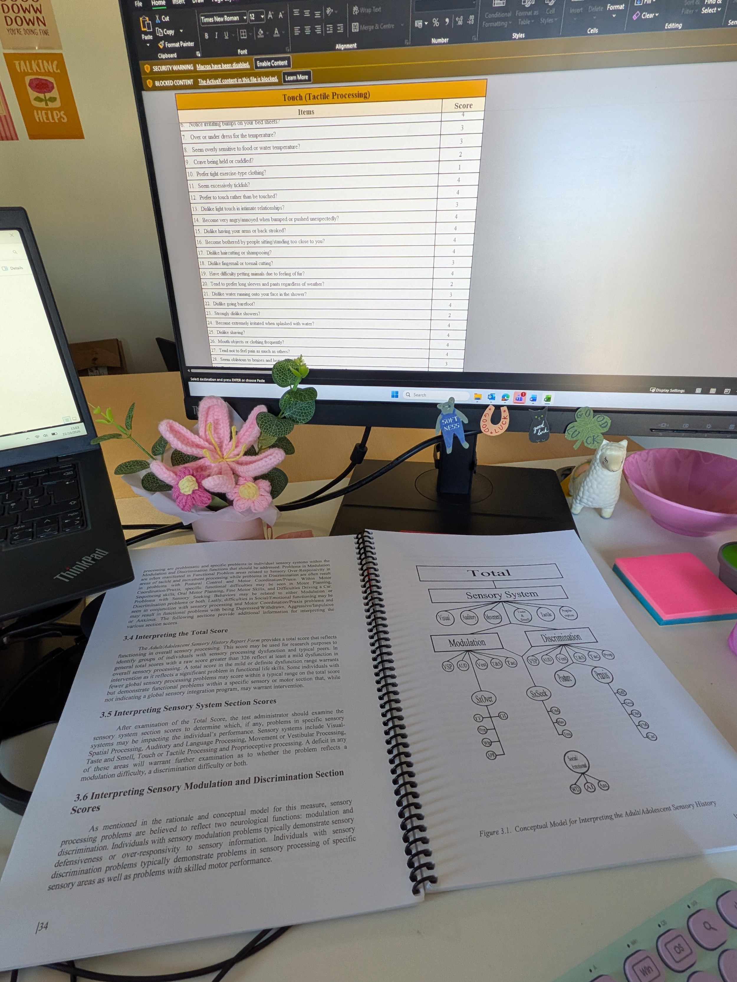image of a booklet on a desk in front of a computer screen
