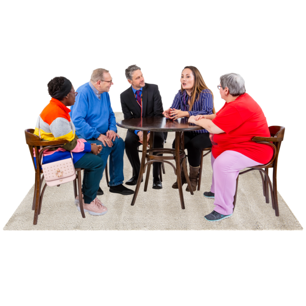 People talking around a table