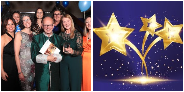 The team with their awards at Staff Awards 2023