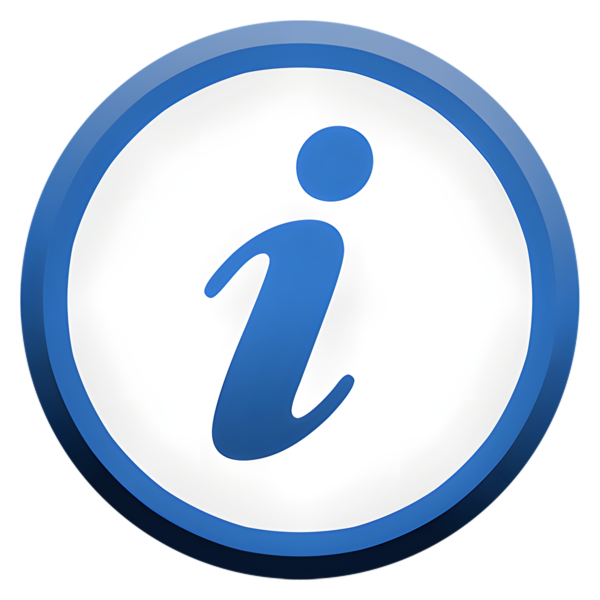 A large letter i for information, with a circle around it