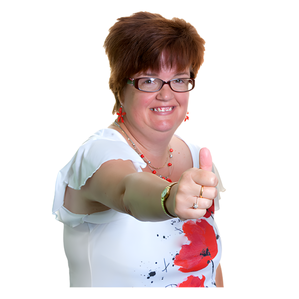 Woman smiling with thumbs up