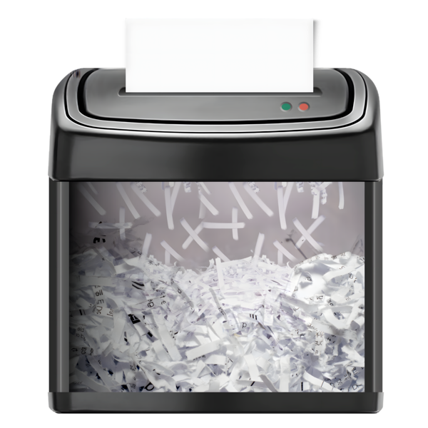  A document is in a shredder