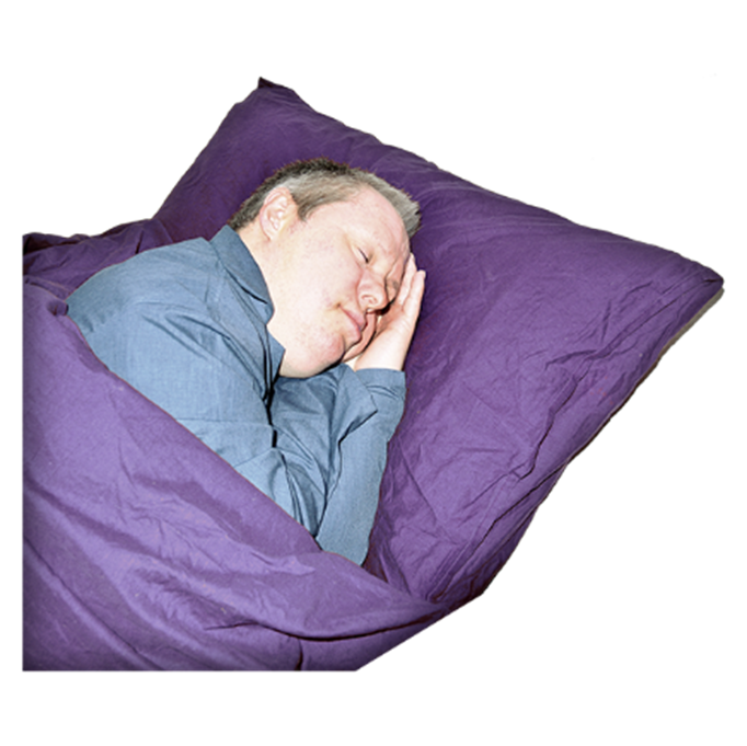A person lying down and sleeping