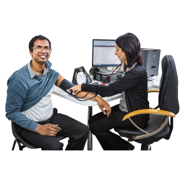 A person getting their blood pressure taken