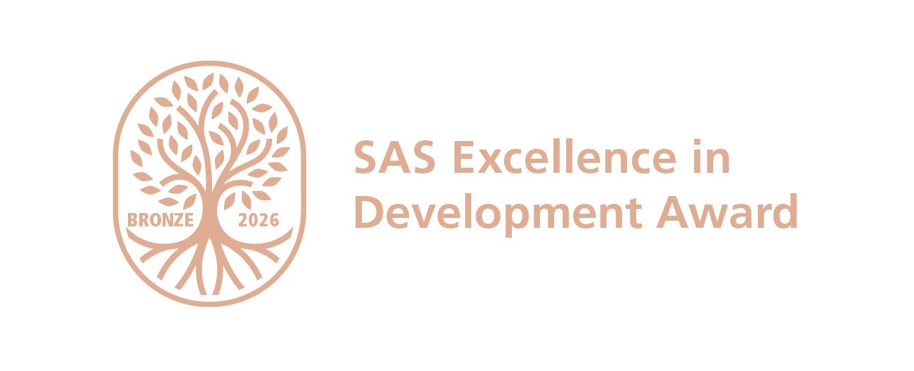 SAS Excellence in Development Award Bronze SAS Excellence in Development Award logo with tree emblem and award title.