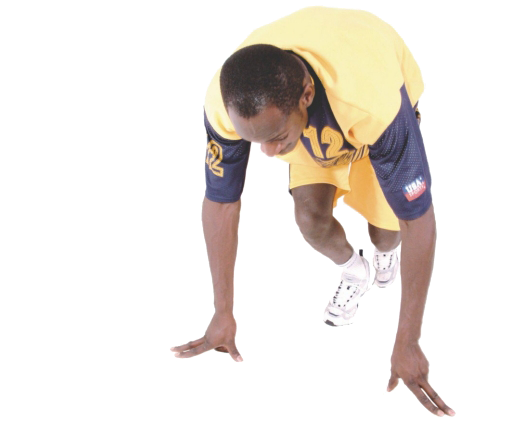 A person in shorts and t-shirt exercising