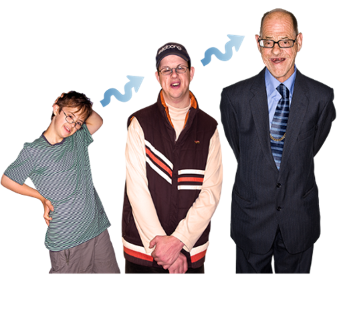 Image showing the aging process with a boy on the left, a young man in the middle and an older man on the right.