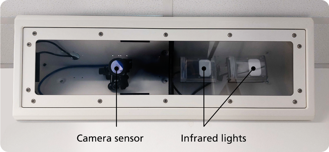 Oxevision camera showing the camera sensor and infrared lights