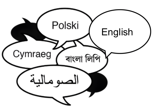 Speech bubbles with lots of different languages