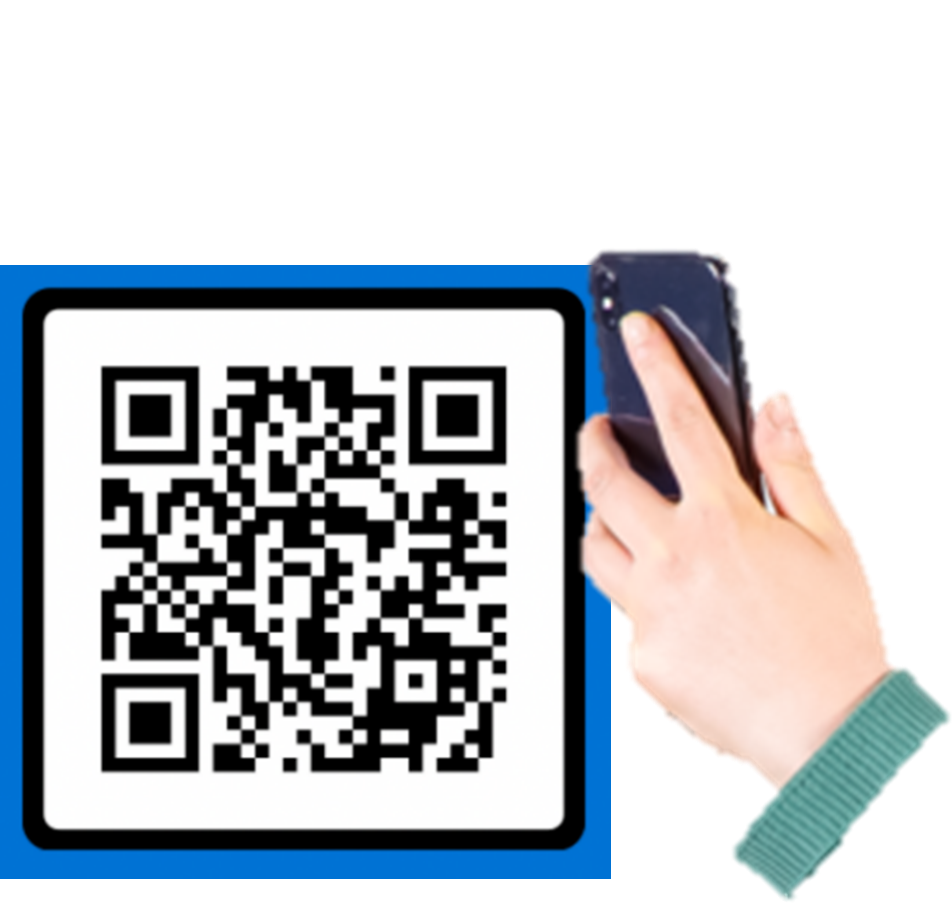 close up of a hand holding a phone scanning a QR code.