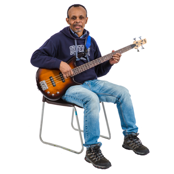 A person playing a guitar