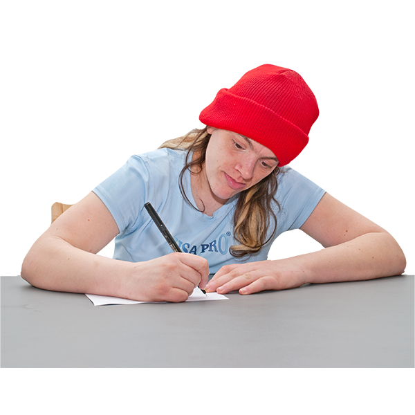 A person writing