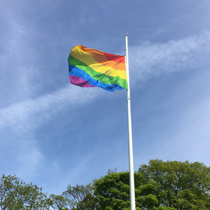 NHS staff flying the flag for the LGBT+ community