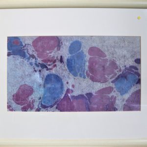 Marbled ink picture, blue and purple, wood frame 18.5 x 16.5 inches Price £40