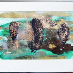Black and gold leaf print, metal frame 23.5 x 16.5 inches Price £50