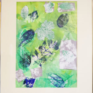 Blue and green large leaf print