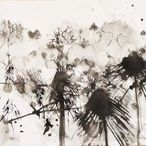 Leafy forms pen and ink wash on heavy watercolour paper