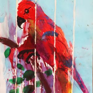 Colourful large parrot painting