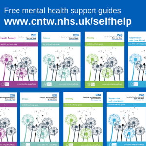 Tiled images of the trust's self-help guides' covers