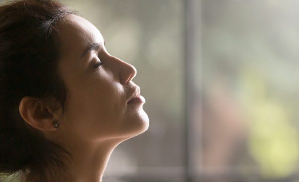 Relaxed lady with eyes closed