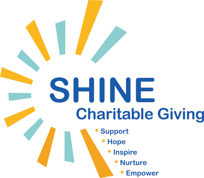 SHINE Charitable Giving Identifier, featuring the words Support, Hope, Inspire, Nurture, Empower