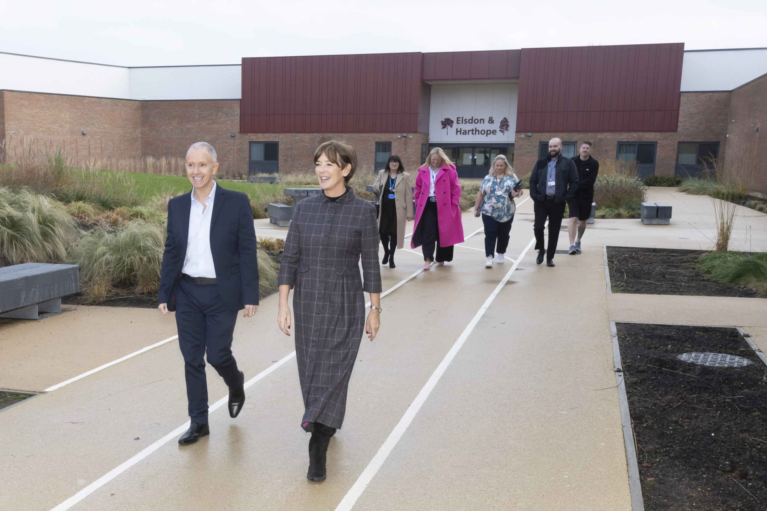 The Duchess touring the facilities at the new unit with staff. 