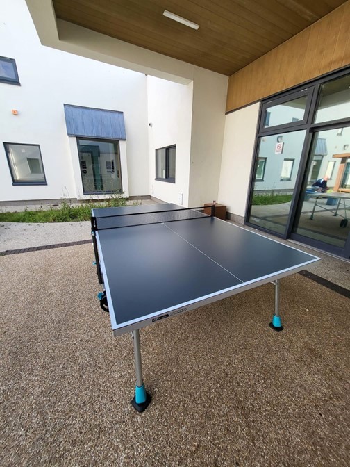 Outside ping pong table